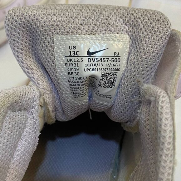 Nike Court Borough Low 2 Hook & Loop Leather Sneakers Lilac White 13C - Picture 4 of 12